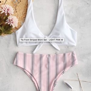 Tie front bikini pink zaful